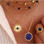 Titanium Steel 14K Gold Plated Elegant Lady Plating Inlay Round Twist‎ | BLUE Photo 2