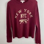 Treasure & Bond Maroon New York Graphic T-shirt Leopard Long Sleeve Small New Photo 0