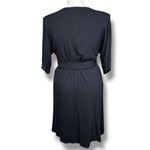 Yansi Fugel Womens Wrap Dress Midi Surplice V Neck Short Sleeve Stretch Black XL Photo 2