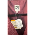 Anne Klein Textured Button Coat Woman's Small Deep Berry Classic Modern Trench Photo 4