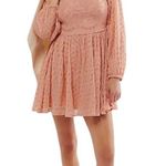 Free People New Malina Mini Babydoll A-Line Eyelet Peachy Pink Boho Dress Small Photo 0