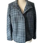 Talbots  Women’s Wool Blend Plaid Jacket Size 14‎ Snap Front Long Sleeve Gray Photo 0