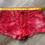Volcom  Red Tie-Dye Distressed Cutoff Jean Shorts Festival Skater Surf Boho Sz 7 Photo 5