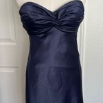 Dessy Collection Navy Blue Satin Bridesmaid Wedding Guest Dress Size 4 Photo 0