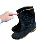 Jack Rogers Women Boots Kaitlin Suede Stitches Mid Calf Pull On Shoes Black 7.5M Photo 2