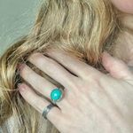 Boutique “Dixie” Southwestern Blue Turquoise Silver Ring 6.5 Cowgirl Maximalist Photo 2