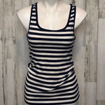 Old Navy Perfect Tank Top | Navy & White Striped Stretch Ribbed Tank – Size Larg Photo 0
