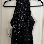 Worthington NWT Womens Halter Neck Velvet & Sequin Black Sleeveless Top Size S Photo 3