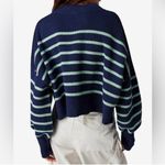 Free People Womens Blue Stripe Easy Street Cropped Sweater Photo 1