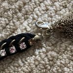 J.Crew Bejeweled Tassel Felt Braided Black Bracelet with Cubic Zirconia Stones GUC Photo 7