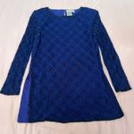 Papell Boutique Royal Blue Beaded Textured Blouse Size M Photo 0