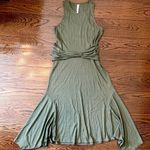 Anthropologie Olive Mini Ribbed Sleeveless Shark Bite Cummerbund Relaxed Dress M Photo 0