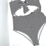 One Piece 🌴SWIMSUIT Black and White Cutout  With or Without Strap Cute Tie Front Photo 0