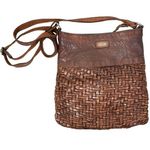 Spikes & Sparrow Brown Woven Leather Distressed Crossbody Bag Photo 0