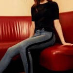 Ecru #513  THE LOS FELIZ Velvet Stripe Jeans Photo 0