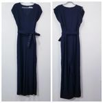 Eliza J Navy Blue Jumpsuit with Belt Side Pockets Wide Leg Photo 3