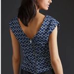 Maeve  Navy Blue Jacquard Sleeveless Blouse Photo 1