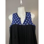 Old Navy  Dress Womens Large Black Blue Embroidered Sleeveless Boho Linen Blend Photo 1