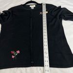 Talbots Vintage Black Floral Embroidery Detail 100% Silk Button Up Cardigan Photo 2