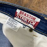 Braxton Stretch Indigo Straight Leg Jeans with Contrasting Top Stitching SZ 34/M Blue Photo 2