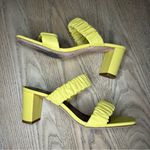 STAUD  Frankie Ruched Leather Block Heel Sandals Mules Yellow Size 37 Womens 7 Photo 7