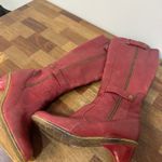 Dr. Martens Womens Red Jeni Boots Vintage Womens 8 Heel Knee High Buckle Retro Photo 2