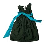 Desigual Green Dress Sleeveless V Neck Floral Skirt Wide Sash Size 40 US Medium Photo 4