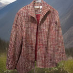 Alfred Dunner Alfred Dunner Pink Red White Woven Tweed Blazer Jacket 16W Photo 0