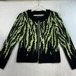 Ming Wang S Small Cardigan Sweater Abstract Knit Jacket Beaded Collar Career Photo 1