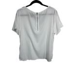 Calvin Klein Jeans Women's White Textured Sheer Blouse Scoop Neck Zip Back L Photo 4