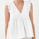ZARA  Deep V-Neck Sleeveless Baby Doll Blouse Sz M Ruffle Cotton Cottagecore Boho Photo 0