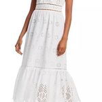 AQUA Bloomingdale’s Sleeveless Eyelet Embroidered Midi Dress Lined White XS NWT Photo 0