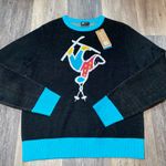 Locale Outdoor Aprés Ski Crewneck Knit Sweater Top Whimsical Graphic Size Small Black Photo 0