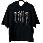 Free People FP Movement Fringe Muscle Hoodie Sweatshirt Black Medium Boxy Crop Photo 5