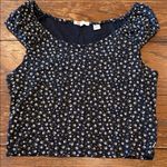 Levi's Levi’s Floral Crop Top Navy Blue cap Sleeve Cotton Size L Photo 0