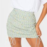 Pretty Little Thing Blue & Green Ditsy Floral Ruched Mini Skirt Size 8 Photo 3