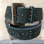 Donald Pliner Belt Dark Green Suede Embellished Gold Metal Studs New NWT $225 Photo 1