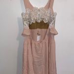 For Love & Lemons NWT $228  Pink Lace Ruffled Overlay Sienna Keyhole Dress XS Photo 4