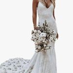 Lace Mermaid Wedding Dress White Size 8 Photo 0
