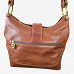 Vintage Cognac Brown Italian Leather Hobo Bag Marino Orlandi Plaid Lined Purse Photo 13