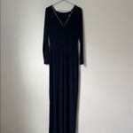 Ralph Lauren Evening Dress Gown Sz 8 Navy Blue Beaded Neckline Party Wedding ®️ Photo 4