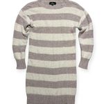 Lulus Cozy Striped Sweater Dress XS Taupe + Beige Long Sleeve Knit Photo 0