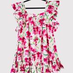 Misa Womens Dress Pink Selma Mini Flutter Floral Square Neck A Line Boho Medium Photo 2
