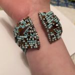 Women’s Cuff Stretchy / Adjustable Bead Costume Bracelet Blue / Brown Beaded Photo 5