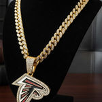 NFL Atlanta Falcons 20 Inch Necklace Pendant Cuban Chain Link Football Jewelry Photo 0