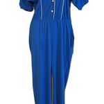 Vintage 60s /70s JC Penney Blue & White Polyester Stretch Jumpsuit Size 10 Photo 2