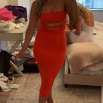 Revolve SEROYA Orange Midi Dress Strapless Photo 0