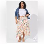 Torrid  Maxi Swiss Dot Ruffle Hi-Low Skirt Cream / Floral Women’s size 4X​​ Photo 15