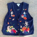 90s fall harvest thanksgiving Halloween pumpkin patch cornucopia sweater vest 2X Size XXL Photo 0