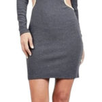KAIA Collective Gray Ribbed Knit Bodycon Dress with Cutouts Size XXL Photo 0